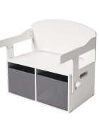 Ginger Home Bancuta transformabila 3in1 din lemn AlbGri cu spatiu depozitarespatar inaltcolturi si margini rotunjitemanere transport2 cutii din material textil incluse