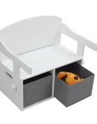 Ginger Home Bancuta transformabila 3in1 din lemn AlbGri cu spatiu depozitarespatar inaltcolturi si margini rotunjitemanere transport2 cutii din material textil incluse