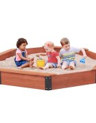 Ginger Home Cutie de nisip mare pentru copii Octogon din lemn cu husa impermeabila inclusa 199x199x23 cm
