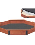 Ginger Home Cutie de nisip mare pentru copii Octogon din lemn cu husa impermeabila inclusa 199x199x23 cm