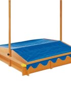 Ginger Home Cutie de nisip pentru copii Blue cu copertina reglabila si impermeabila tratata cu protectie UV30 117x117 cmCapacitate de incarcare 200 kgcolturi cu protectii din plastic