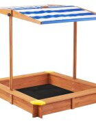 Ginger Home Cutie de nisip pentru copii Wood 118x118x118 cmcopertina reglabila si impermeabila tratata cu protectie UVcolturi cu protectii din plastic