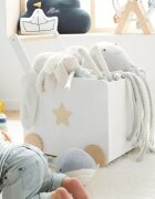 Ginger Home Cutie din lemn cu roti si maner impingere pentru jucariihaine