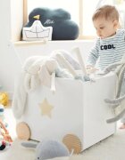Ginger Home Cutie din lemn cu roti si maner impingere pentru jucariihaine