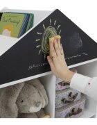 Ginger Home Dulap organizator pentru carti si jucarii tip casuta Montessori Alb cu 6 compartimente si tabla neagra de scris
