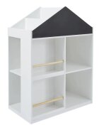 Ginger Home Dulap organizator pentru carti si jucarii tip casuta Montessori Alb cu 6 compartimente si tabla neagra de scris