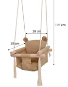 Ginger Home Leagan din lemn pentru copii Bear cu spatarsezut moale cu husa din bumbac utilizare interiorexterior greutate admisa 30 kg
