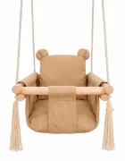 Ginger Home Leagan din lemn pentru copii Bear cu spatarsezut moale cu husa din bumbac utilizare interiorexterior greutate admisa 30 kg