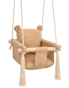 Ginger Home Leagan din lemn pentru copii Bear cu spatarsezut moale cu husa din bumbac utilizare interiorexterior greutate admisa 30 kg