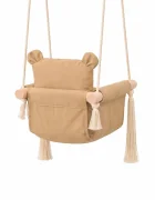 Ginger Home Leagan din lemn pentru copii Bear cu spatarsezut moale cu husa din bumbac utilizare interiorexterior greutate admisa 30 kg