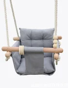 Ginger Home Leagan din lemn pentru copii Scandi cu spatarsezut moale cu husa din bumbac utilizare interiorexterior greutate admisa 30 kg