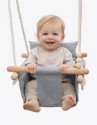 Ginger Home Leagan din lemn pentru copii Scandi cu spatarsezut moale cu husa din bumbac utilizare interiorexterior greutate admisa 30 kg