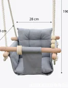 Ginger Home Leagan din lemn pentru copii Scandi cu spatarsezut moale cu husa din bumbac utilizare interiorexterior greutate admisa 30 kg