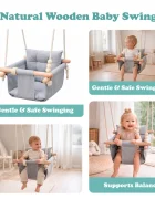 Ginger Home Leagan din lemn pentru copii Scandi cu spatarsezut moale cu husa din bumbac utilizare interiorexterior greutate admisa 30 kg