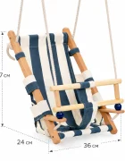 Ginger Home Leagan din lemn pentru copii tip sezlong Style Swingsezut moale cu husa din bumbac utilizare interiorexterior greutate admisa 70 kg franghii reglabile