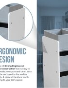 Ginger Home Organizator copii din lemn AlbGri pentru jucarii cu 2 cutii mari 3 medii si 4 mici textile detasabilecolturi si margini rotunjite dimensiuni 825x293x60 cm