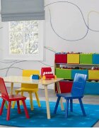 Ginger Home Organizator copii din lemn Color pentru jucarii cu 2 cutii mari 3 medii si 4 mici textile detasabilecolturi si margini rotunjite dimensiuni 825x293x60 cm