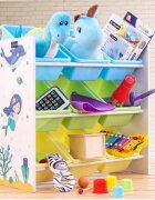 Ginger Home Organizator copii din lemn si MDF Mermaid pentru jucarii cu 9 cutii detasabile din plasticdimensiuni 623x265x60 cmmateriale sigurecolturi si margini rotunjite