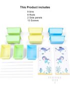 Ginger Home Organizator copii din lemn si MDF Mermaid pentru jucarii cu 9 cutii detasabile din plasticdimensiuni 623x265x60 cmmateriale sigurecolturi si margini rotunjite