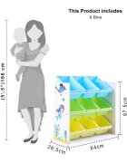 Ginger Home Organizator copii din lemn si MDF Mermaid pentru jucarii cu 9 cutii detasabile din plasticdimensiuni 623x265x60 cmmateriale sigurecolturi si margini rotunjite