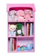 Ginger Home Organizator copii Dreams tip casuta din lemn pentru jucarii si carti cu 5 compartimente cadru robust din MDF cu colturi si margini rotunjitedimensiuni 54x27x915 cm