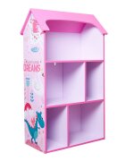 Ginger Home Organizator copii Dreams tip casuta din lemn pentru jucarii si carti cu 5 compartimente cadru robust din MDF cu colturi si margini rotunjitedimensiuni 54x27x915 cm