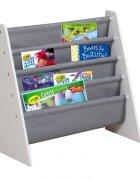 Ginger Home Organizator copii WhiteGrey cu rafturi pentru carti si revistematerial MDFtextilpotrivit pentru camera de zi birou centre pentru copii si gradinite dimensiune 627x28x60cm