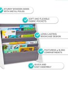 Ginger Home Organizator copii WhiteGrey cu rafturi pentru carti si revistematerial MDFtextilpotrivit pentru camera de zi birou centre pentru copii si gradinite dimensiune 627x28x60cm