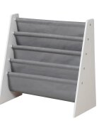 Ginger Home Organizator copii WhiteGrey cu rafturi pentru carti si revistematerial MDFtextilpotrivit pentru camera de zi birou centre pentru copii si gradinite dimensiune 627x28x60cm