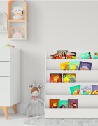 Ginger Home Organizator cu rafturi pentru carti si reviste Alb din MDF usor de curatatmargini rotunjitedimensiuni 80x30x80 cm