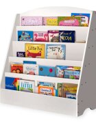 Ginger Home Organizator cu rafturi pentru carti si reviste Alb din MDF usor de curatatmargini rotunjitedimensiuni 80x30x80 cm