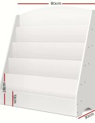Ginger Home Organizator cu rafturi pentru carti si reviste Alb din MDF usor de curatatmargini rotunjitedimensiuni 80x30x80 cm