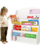 Ginger Home Organizator cu rafturi pentru carti si reviste Alb din MDF usor de curatatmargini rotunjitedimensiuni 80x30x80 cm