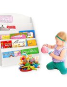 Ginger Home Organizator cu rafturi pentru carti si reviste Alb din MDF usor de curatatmargini rotunjitedimensiuni 80x30x80 cm