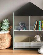 Ginger Home Organizator din lemn cu 2 cutii textile rafturi si tabla Forest