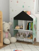 Ginger Home Organizator din lemn cu 2 cutii textile rafturi si tabla Forest
