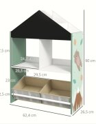 Ginger Home Organizator din lemn cu 2 cutii textile rafturi si tabla Forest