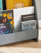 Ginger Home Organizator din lemn pentru copii AlbGri cu 4 rafturi pentru carti si reviste61x30x70 cm