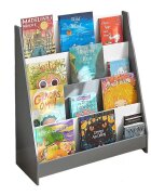 Ginger Home Organizator din lemn pentru copii AlbGri cu 4 rafturi pentru carti si reviste61x30x70 cm