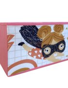 Ginger Home Organizator din lemn pentru copii Super Girl pentru jucarii cu 9 cutii textile detasabilecolturi si margini rotunjitedimensiune 92x30x60 cm