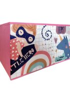 Ginger Home Organizator din lemn pentru copii Super Girl pentru jucarii cu 9 cutii textile detasabilecolturi si margini rotunjitedimensiune 92x30x60 cm