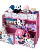 Ginger Home Organizator din lemn pentru copii Super Girl pentru jucarii cu 9 cutii textile detasabilecolturi si margini rotunjitedimensiune 92x30x60 cm