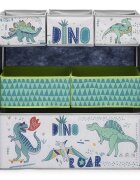 Ginger Home Organizator din lemn pentru jucarii cu 6 cutii textile Dinosaur