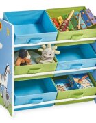 Ginger Home Organizator din lemn pentru jucarii cu 6 cutii textile Savanna