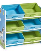 Ginger Home Organizator din lemn pentru jucarii cu 6 cutii textile Savanna