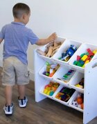 Ginger Home Organizator din lemn pentru jucarii cu 9 cutii din plastic Alb