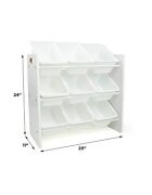 Ginger Home Organizator din lemn pentru jucarii cu 9 cutii din plastic Alb