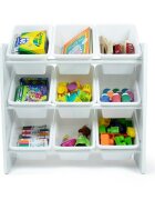 Ginger Home Organizator din lemn pentru jucarii cu 9 cutii din plastic Alb