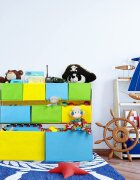 Ginger Home Organizator din lemn pentru jucarii cu 9 cutii textile Mermaid