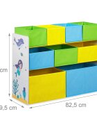 Ginger Home Organizator din lemn pentru jucarii cu 9 cutii textile Mermaid